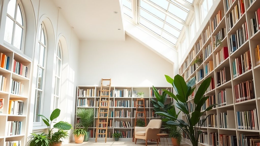 airy bright library loft