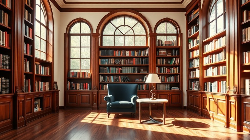 arched bookcase enhances space