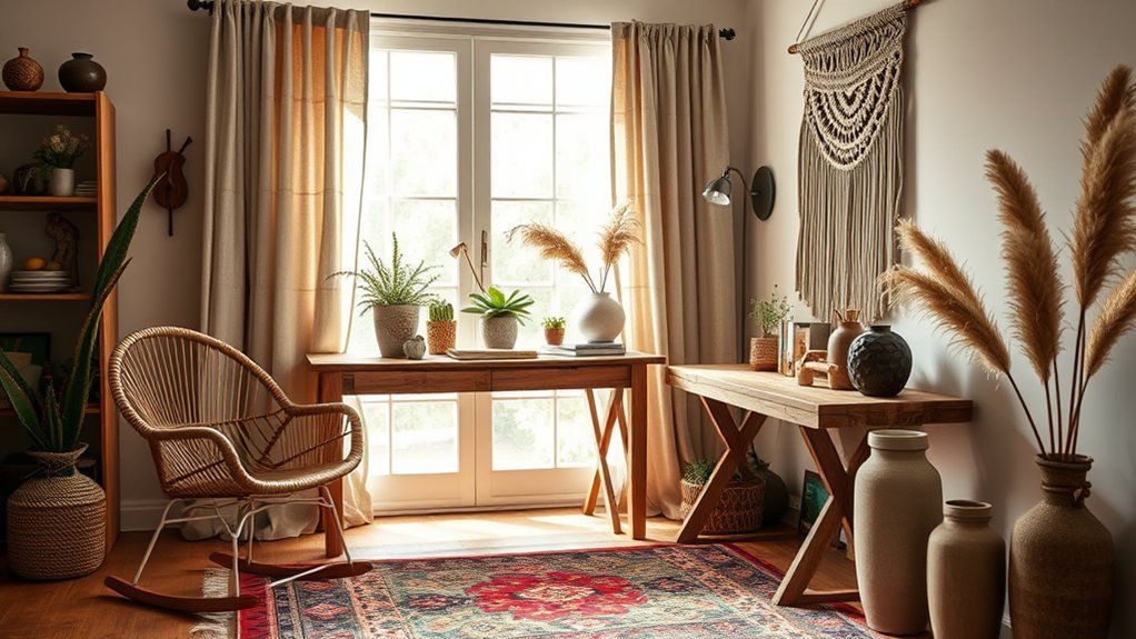 boho inspired home office decor