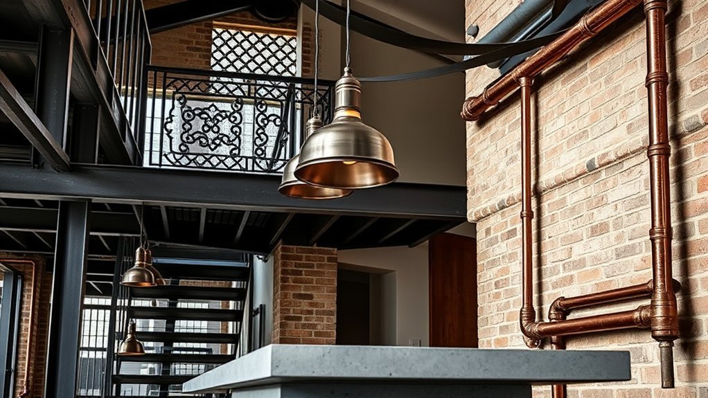 bold metal accents enhance decor