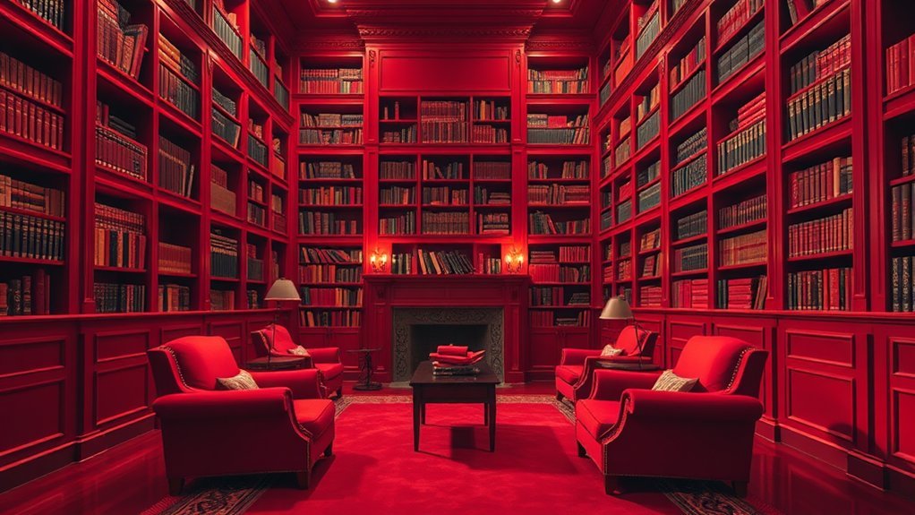 bold monochromatic red library