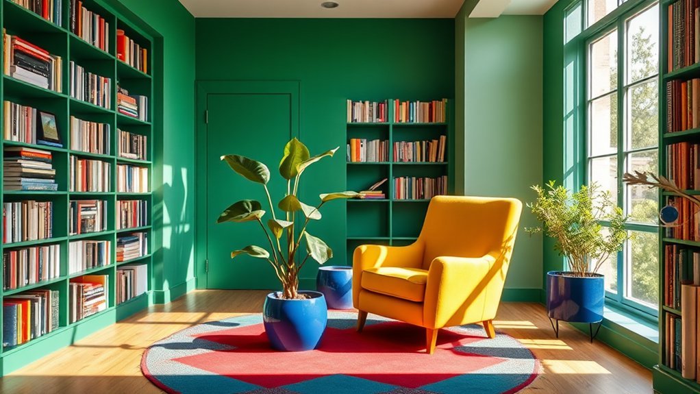 bold vibrant library designs