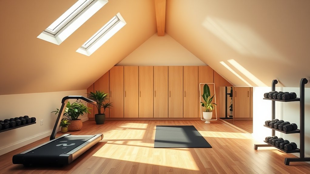 bright skylights for attic gyms
