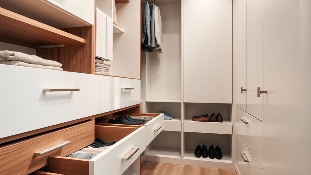 built in drawers optimize storage