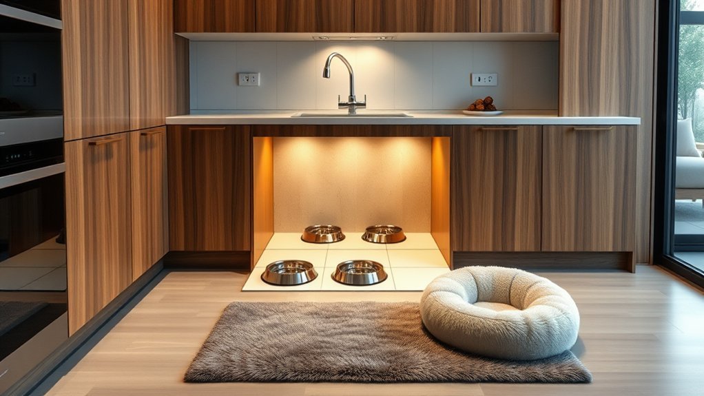 built in pet feeding station