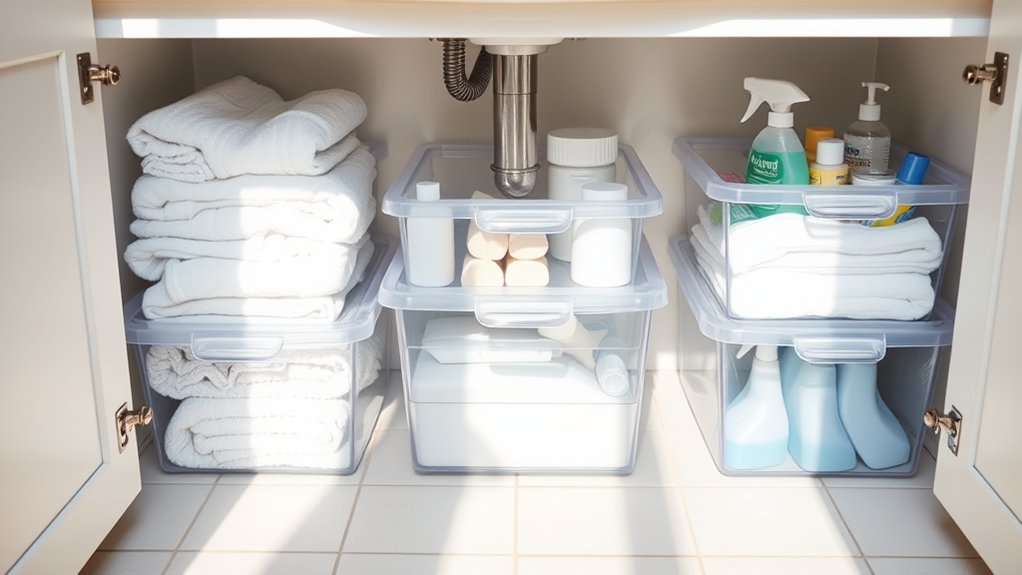 clear bins for organized storage