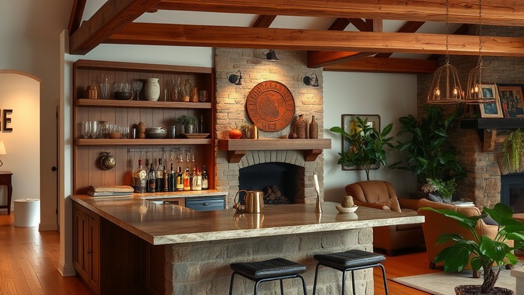 cohesive thematic home bar