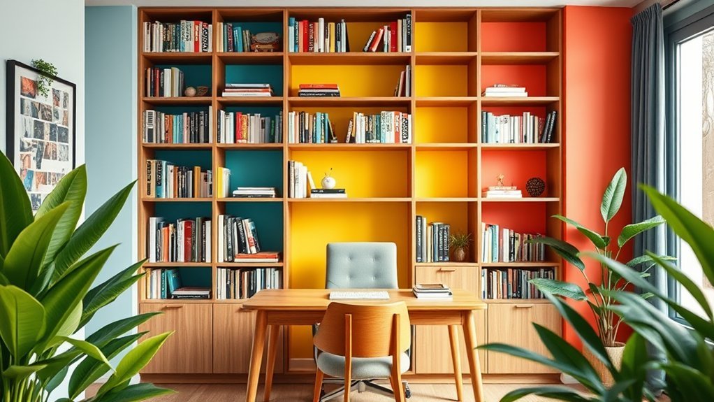 colorful bookshelf backdrops enhance aesthetics