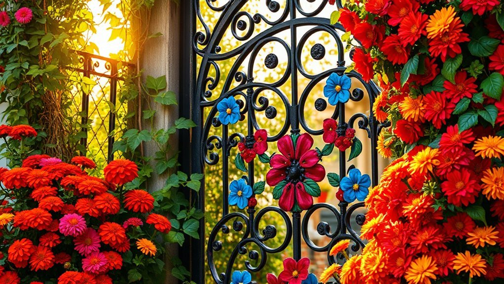 colorful gate enhances garden