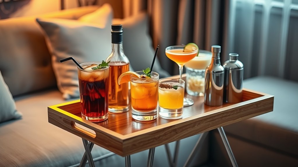 compact tray table bar