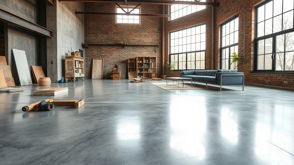 concrete flooring for industrial style