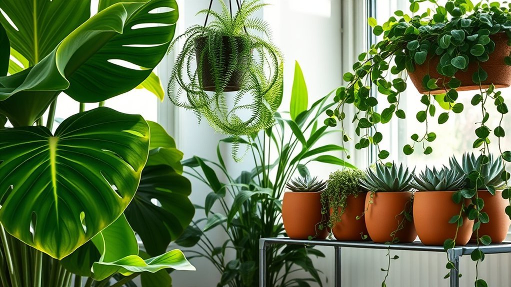contrasting plant styles visually