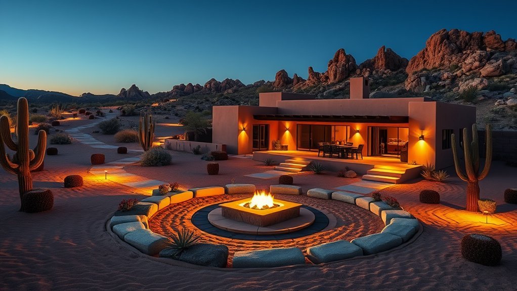 cozy fire pits strategic lighting