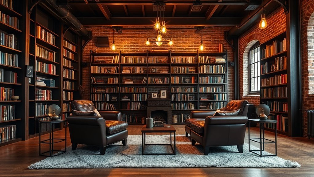 cozy industrial style reading nook