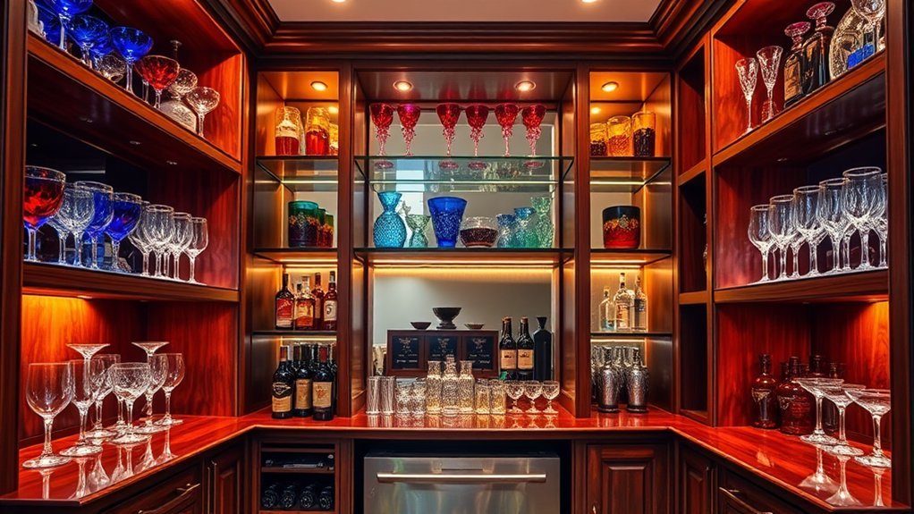 custom cabinets showcase glassware