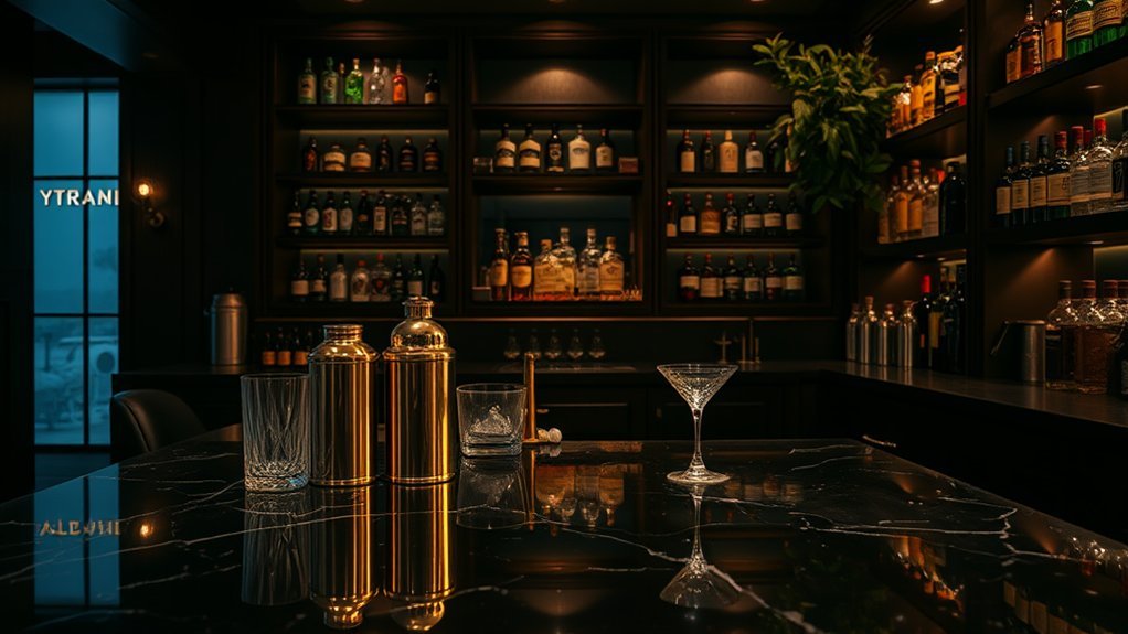 dark dramatic home bar