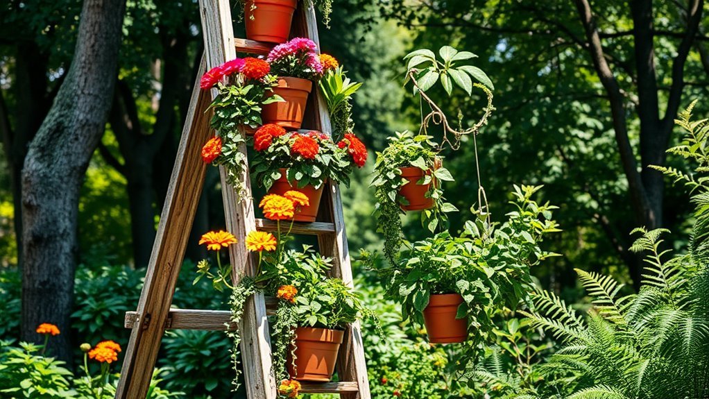 dressed up ladder plant stand