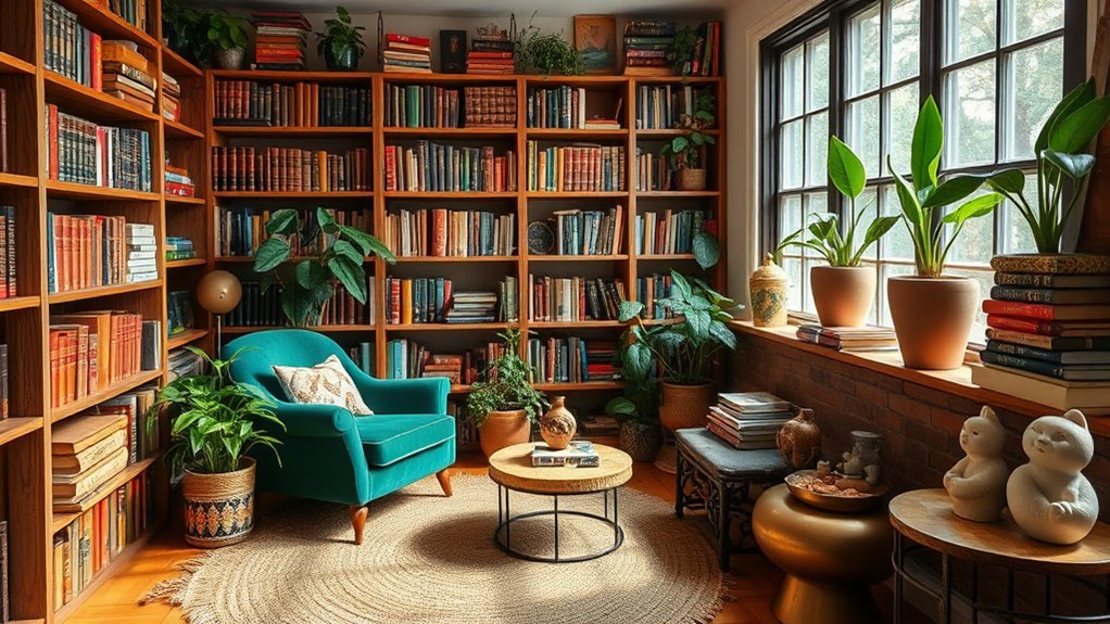 eclectic textured reading nook