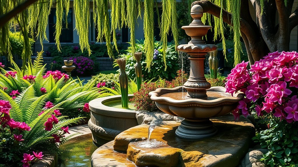 enhance fountain with landscaping