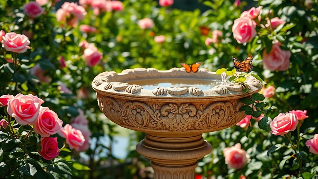 enhance garden with bird bath