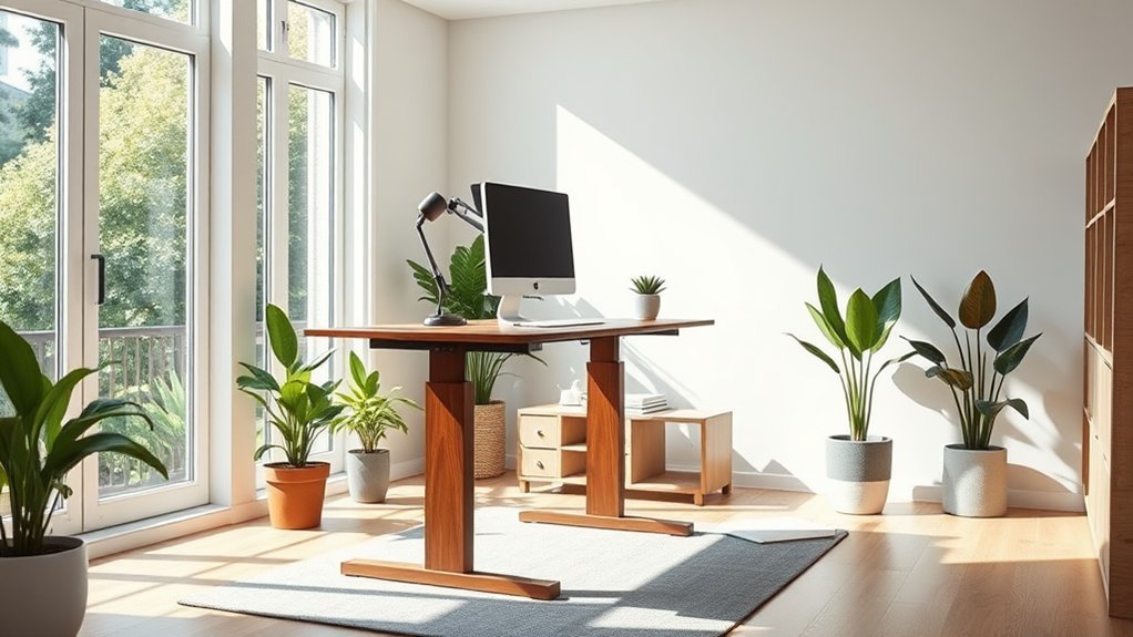 ergonomic standing desk setup