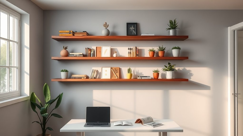 floating shelves for organization
