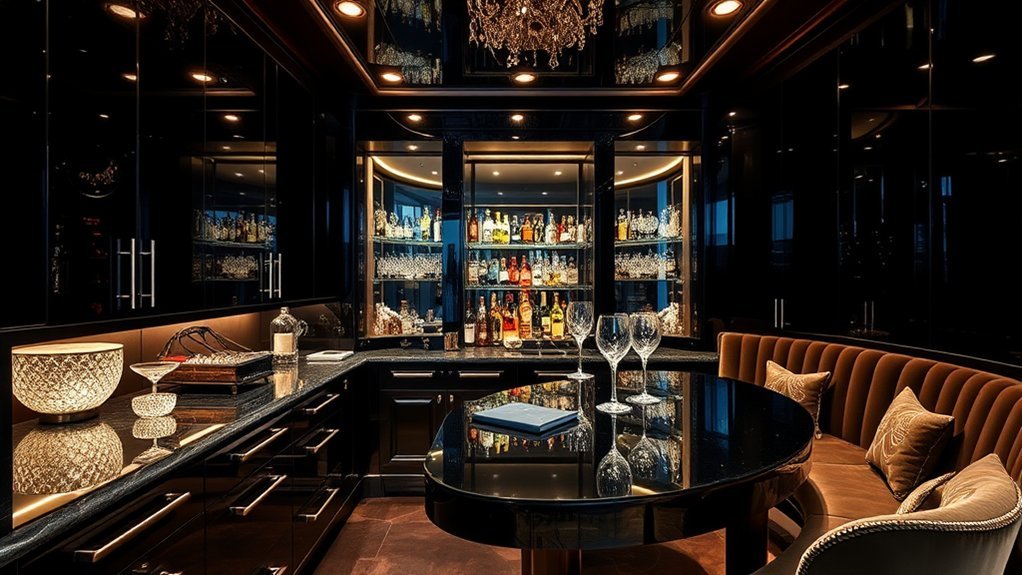 high gloss luxe bar design