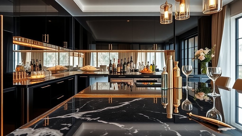 high gloss luxury home bar