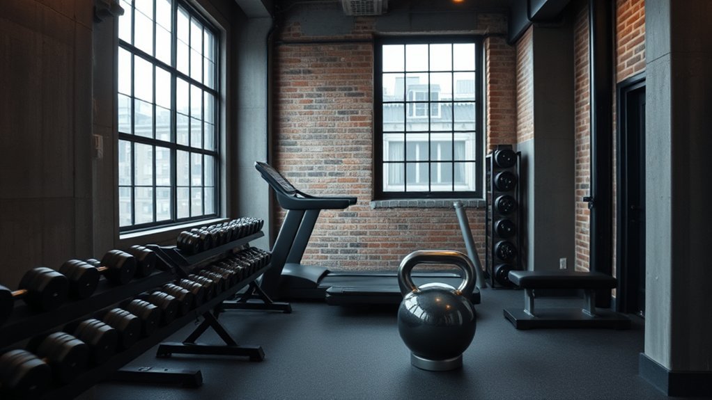 industrial style gym features
