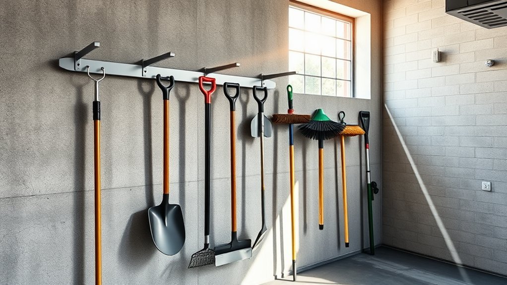 long handled tool rack organization