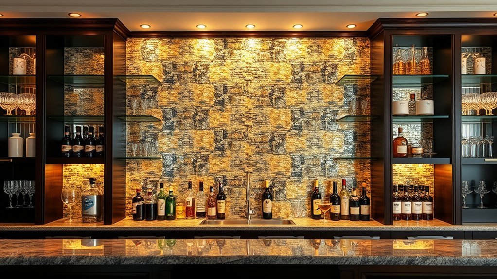 luxurious metallic mosaic bar