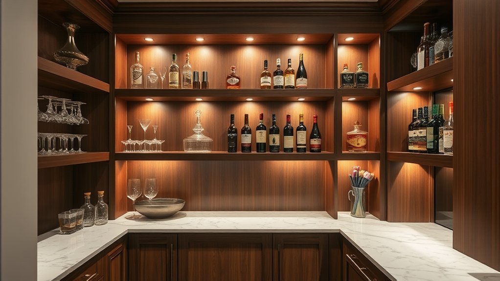 minimalist built in bar retreat