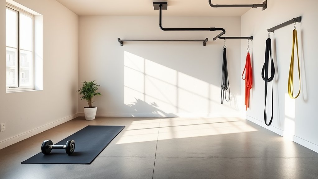 minimalist garage workout zone