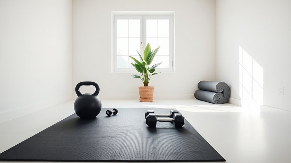 minimalist home fitness space