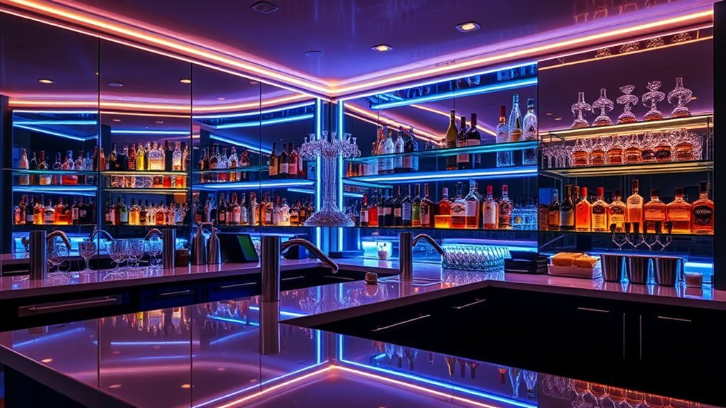 mirror backed led strip lighting