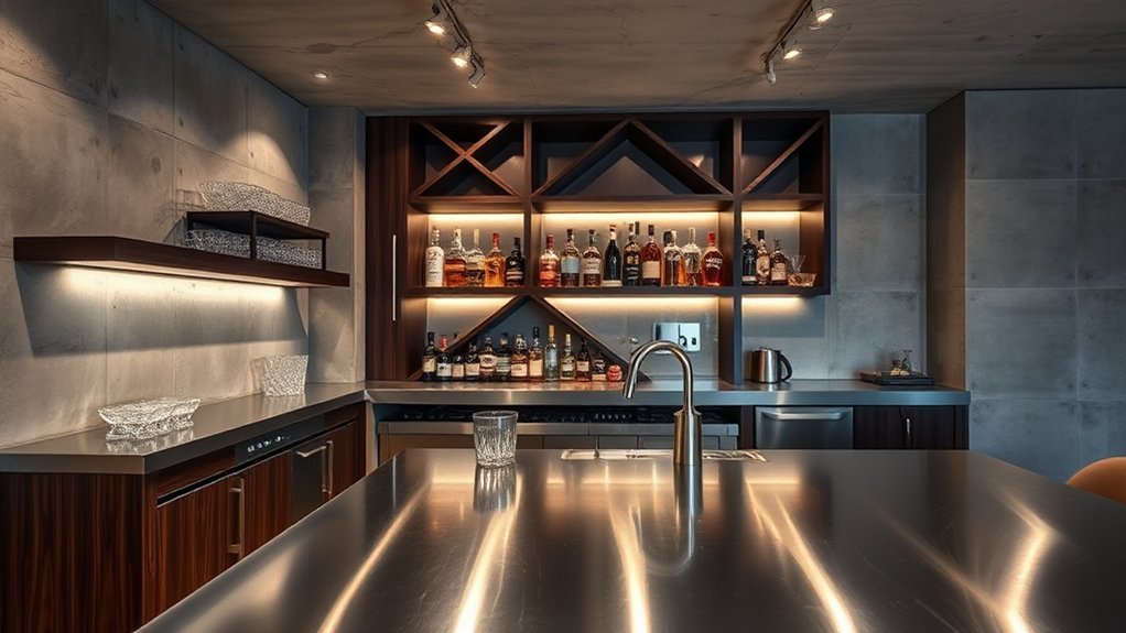 modern sleek industrial bar