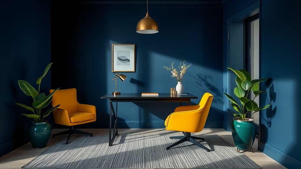 moody blue office inspiration