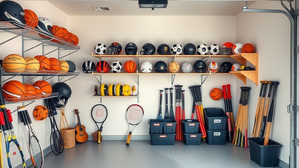 organized sports equipment storage