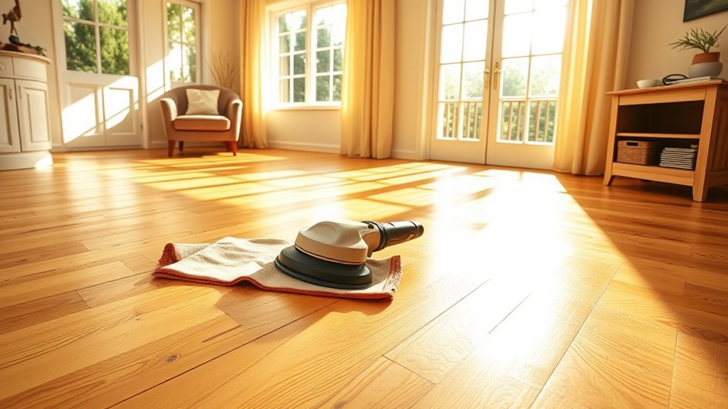 polish wood floors regularly