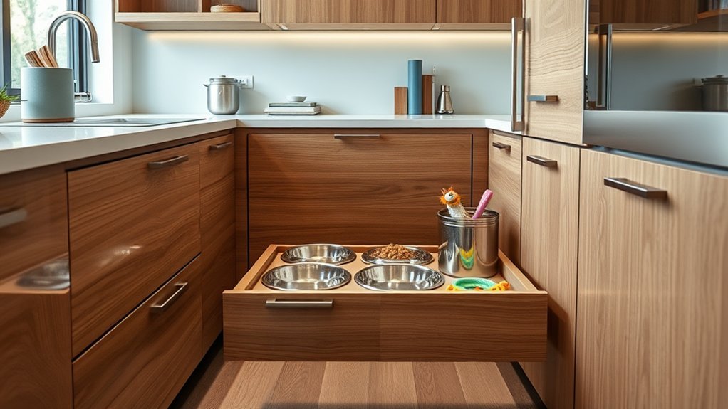 pull out pet feeding area