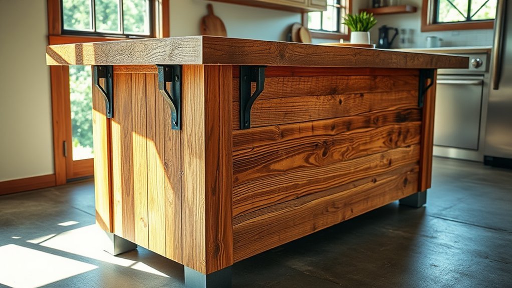 reclaimed materials kitchen island