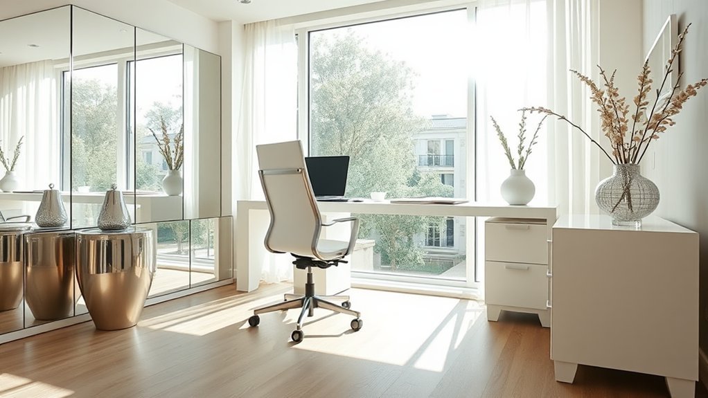reflective decor enhances brightness