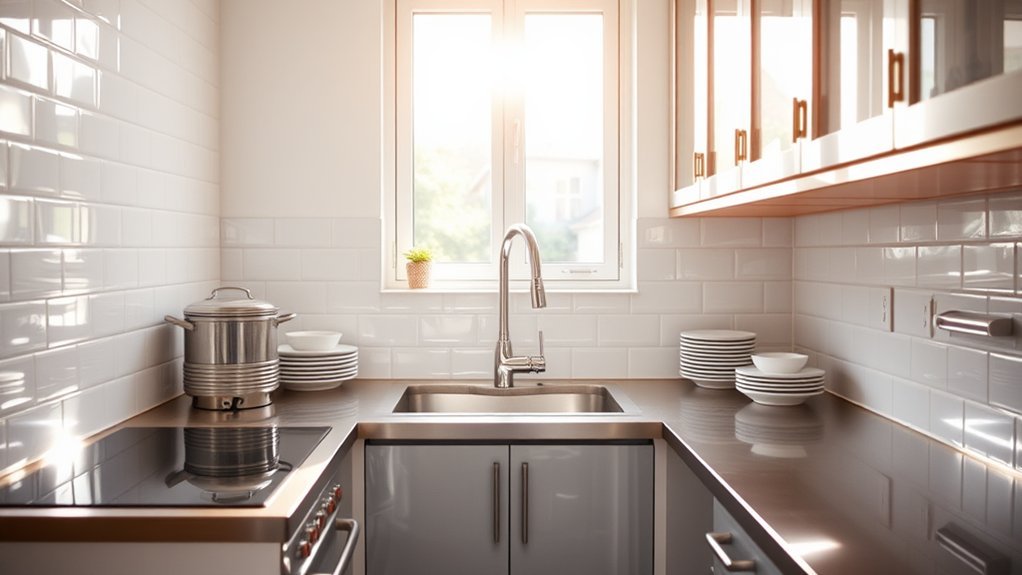 reflective surfaces brighten kitchens