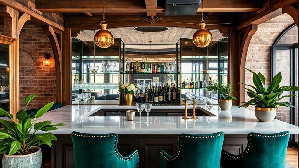 rustic glam home bar design