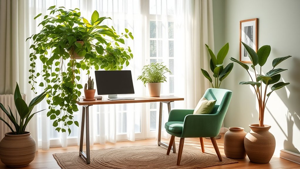 sage green home office