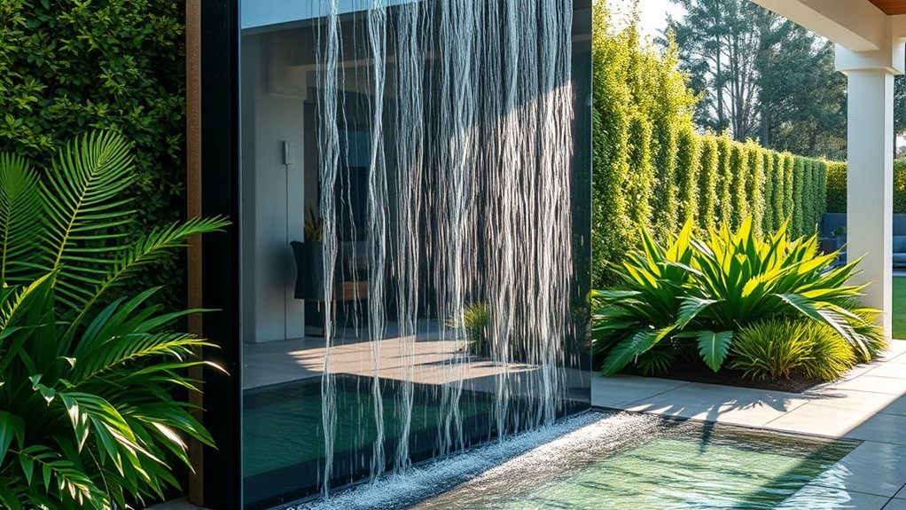 sleek vertical water feature