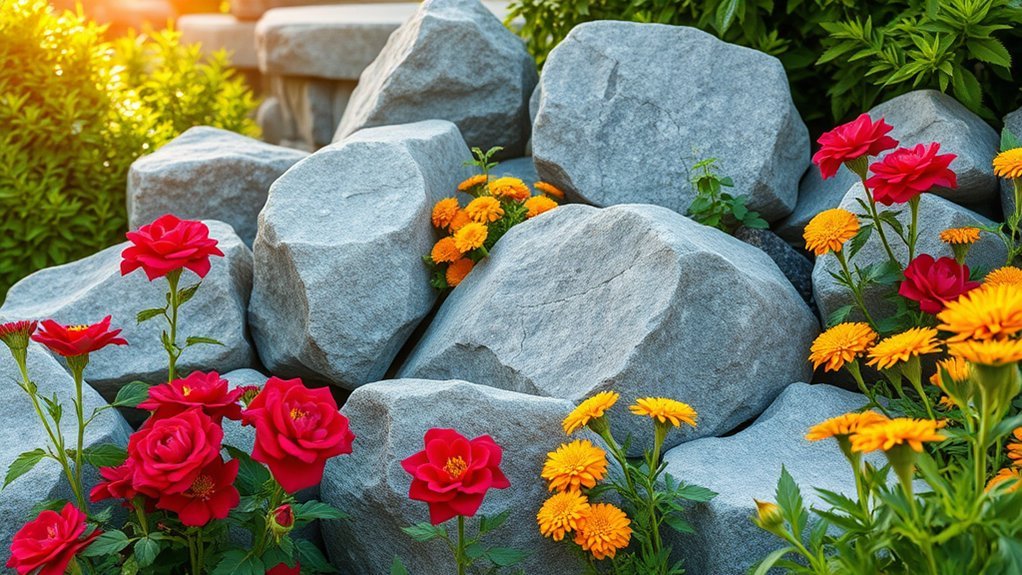 stone accents enhance landscaping