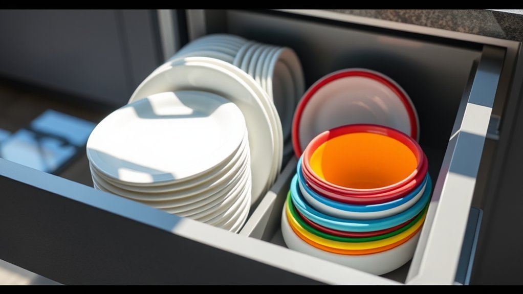 store dishes in drawers