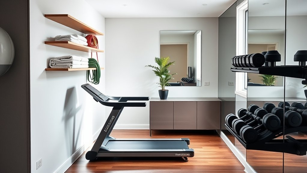 stylish tiny home gym organization