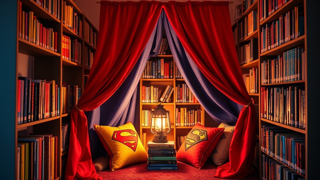 superhero themed reading area